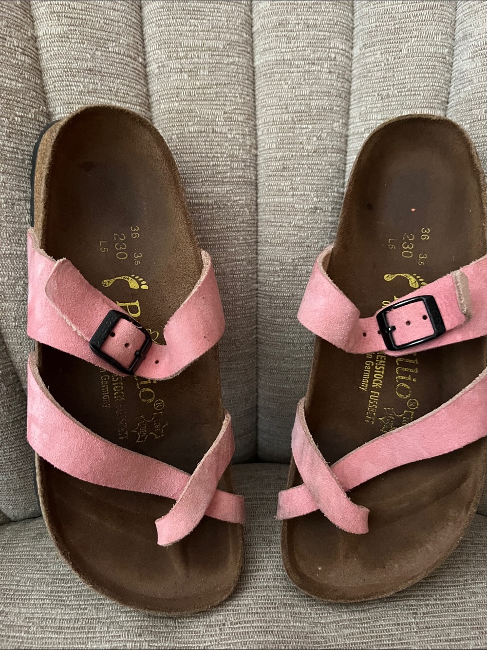 Birkenstock Pink Suede Crisscross Buckle Sandals